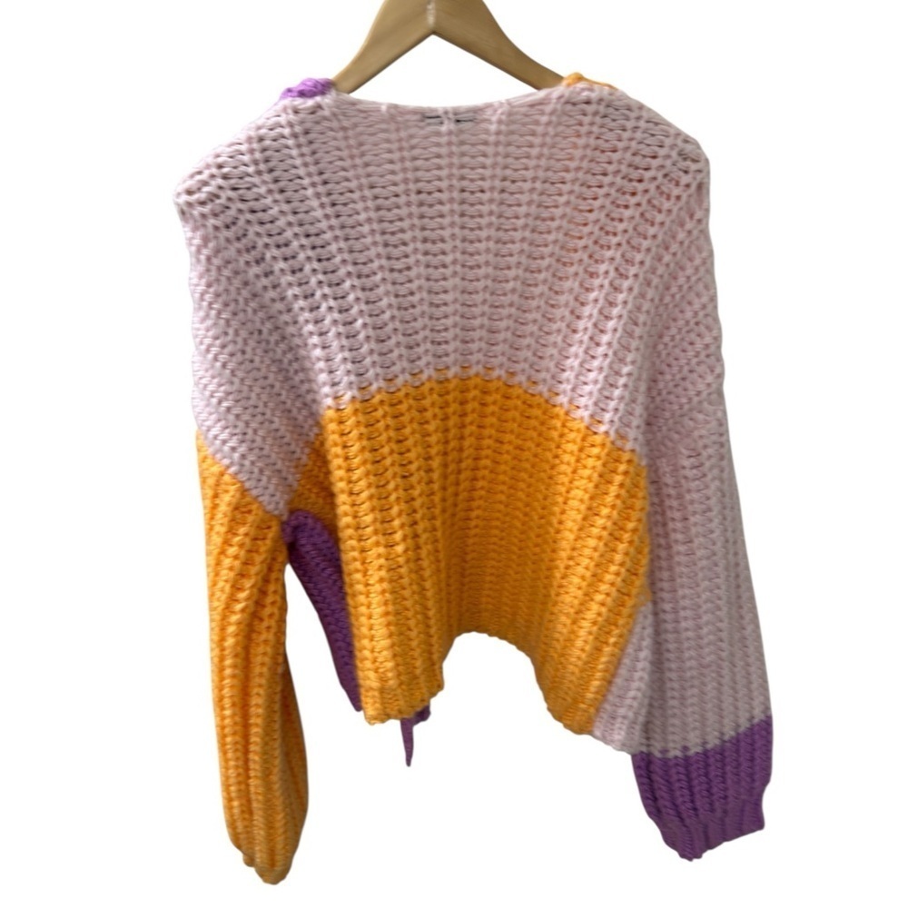 Wild Fable Blocks of Color Chunky Open Front Cable Knit Sweater Size XL Casual - Picture 2 of 6